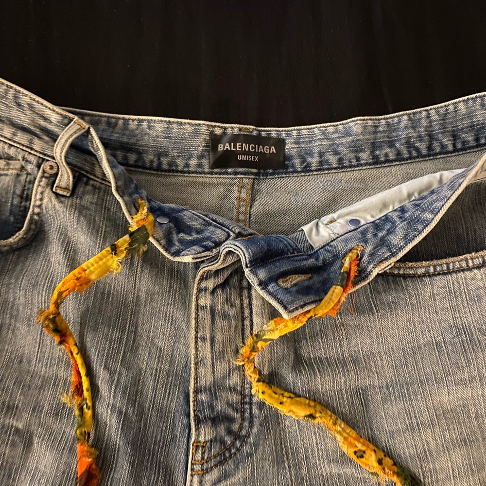 Balenciaga Blue Jeans with Tan Label